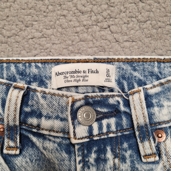 Abercrombie & Fitch Jeans 24 00 Blue 90s Straight Ultra High Rise Acid Wash - Picture 5 of 9